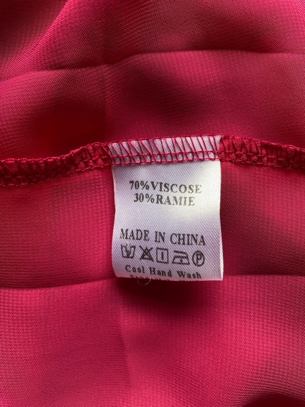 Roseason Hot Pink Mini Dress Size 12 NWT V-Neck Puff Sleeve Tiered Viscose Ramie - Picture 8 of 9